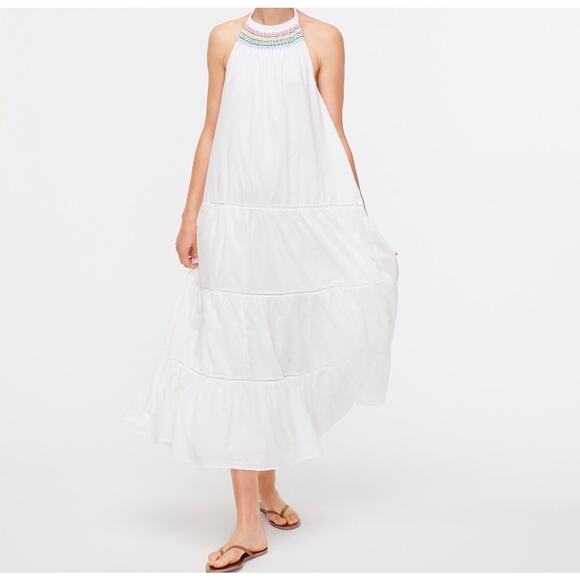 NEW J.CREW Rainbow Embroidery Tiered Haltered Dress Size XS - Picture 1 of 6